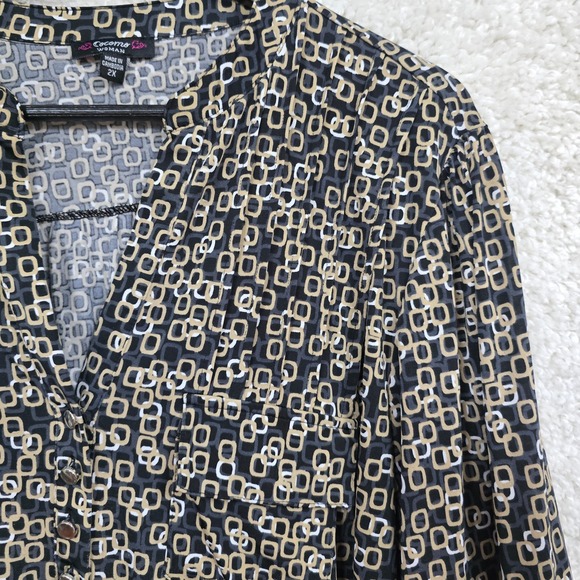 Cocomo Women Geometric Print Blouse Size 2X Flowy Career Boho‎ Travel - Picture 3 of 10